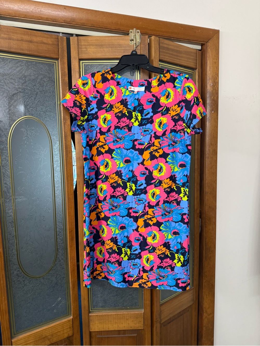 Jude Connally Ladies Neon Floral Shift Dress - Pink, Teal, Blue, LIKE NEW